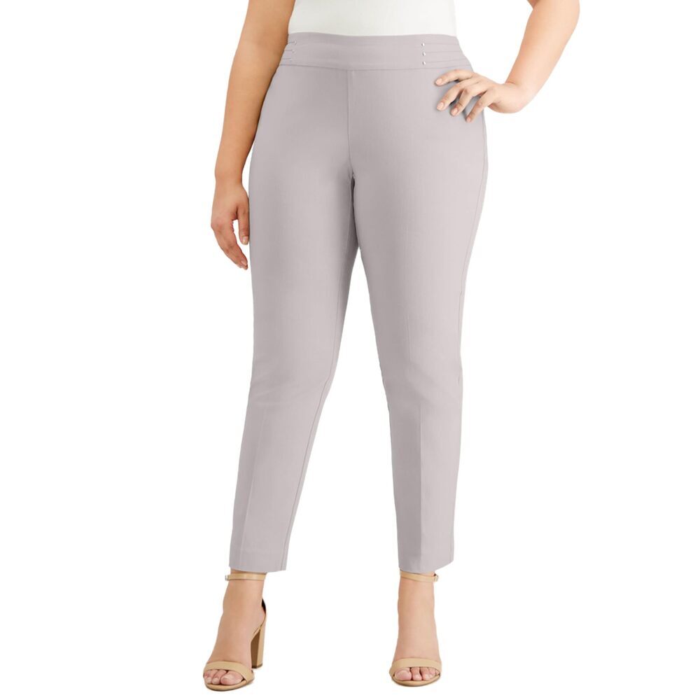 JM Collection Women's Gray Plus Size Pull On Slim Leg Pants 24W NWT